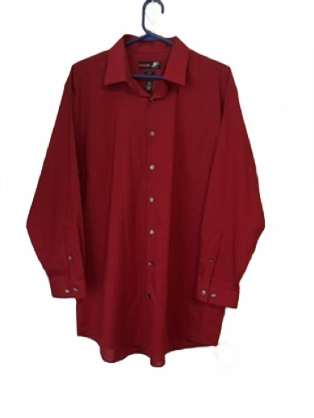 JF J. Ferrar Red Long Sleeve Dress Shirt Big & Tall 3XLT Button Front NWOT